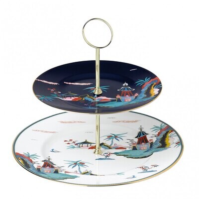 Wedgwood Wonderlust Cake Stand Two-Tier Blue Pagoda 40035118, MPN: 40035118, 701587413886