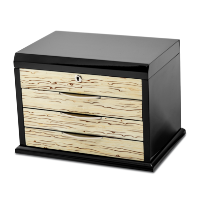 Black Oak Veneer with Iced Maple Veneer Front Jewelry Chest by Jere, MPN: JJB779, 191101036804