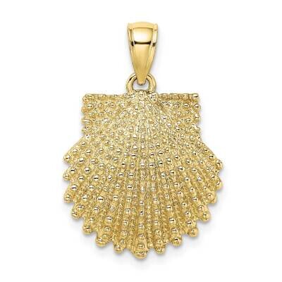 2-D Beaded Scallop Shell Charm 10k Gold 10K7655, MPN: 10K7655,