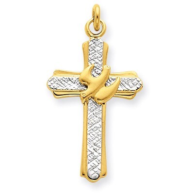 Dove (Satin) Cross Charm 18k Gold-plated Sterling Silver QC5911, MPN: QC5911, 886774111902