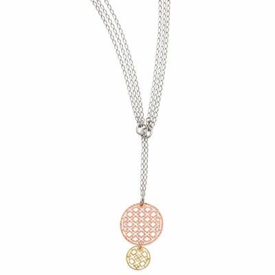 Rhodium Drop Circles Necklace Sterling Silver QPRF131-21, MPN: QPRF131-21, 883957767833