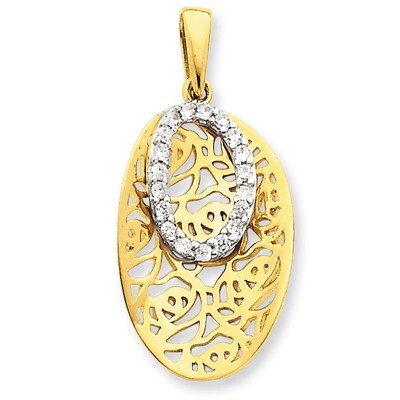 Vermeil Oval CZ Pendant Sterling Silver QP1446