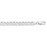 7.5mm Curb Chain 22 Inch Sterling Silver Rhodium-Plated QCB200R-22, MPN: QCB200R-22,