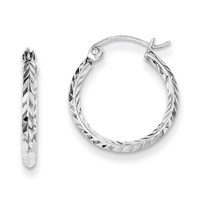 Hoop Earrings Sterling Silver Rhodium-plated Diamond-Cut QE8380, MPN: QE8380, 883957584065