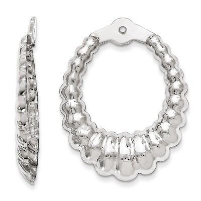 Hoop Earring Jackets 14k White Gold Scalloped  H707J, MPN: H707J, 658226126938
