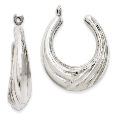 Hoop Earring Jackets 14k White Gold Scalloped  H691J, MPN: H691J, 658226125474