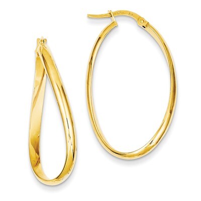 Twisted Oval Hoop Earrings 14k Gold PRE665, MPN: PRE665, 883957554037