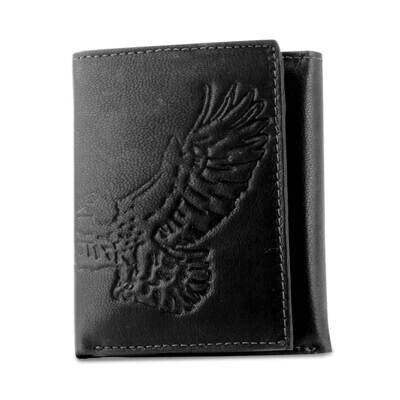 Black RFID Blocking Embossed Eagle Trifold Wallet GM23279, MPN: GM23279,