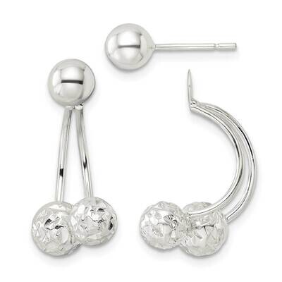 Ball Jackets and 6mm Ball Post Earrings Sterling Silver Textured QE16020, MPN: QE16020, 196904151556