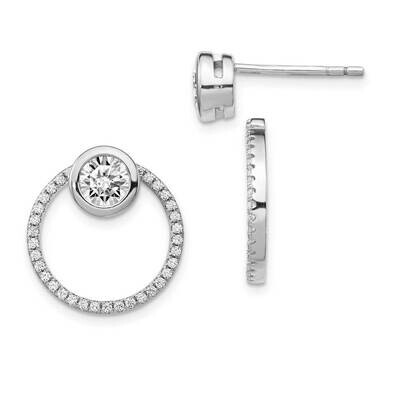 Circle Dangle Jackets with Post Earrings Sterling Silver Rhodium-plated CZ Diamond QE14413, MPN: QE…