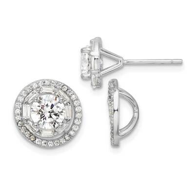 Rhodium-Plated CZ Diamond 6mm Stud Earrings with Jackets Sterling Silver Polished QE16127, MPN: QE1…