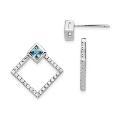 Spinel Dangle Jackets with 5mm Earrings Sterling Silver Rhodium-plated CZ Diamond QE14084, MPN: QE1…