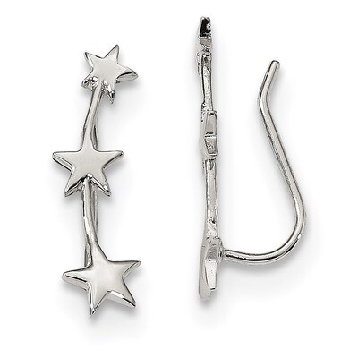 Star Ear Climber Earrings Sterling Silver Rhodium-plated QE13385, MPN: QE13385, 191101236600