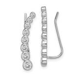 Ear Climber Earrings Sterling Silver Rhodium-plated CZ Diamond QE15146, MPN: QE15146, 883957949635