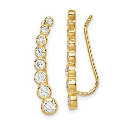 Ear Climber Earrings Sterling Silver Gold-tone CZ Diamond QE14810, MPN: QE14810, 886774083582