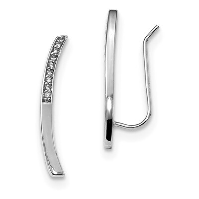 CZ Diamond Ear Climber Earrings Sterling Silver Rhodium-plated QE13669, MPN: QE13669, 886774070551