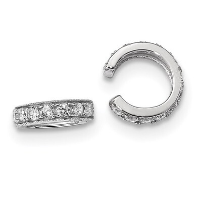 CZ Diamond Ear Cuff Earrings Sterling Silver Rhodium-plated QE13688, MPN: QE13688, 886774124520