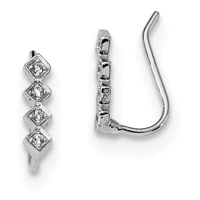 CZ Diamond Ear Climber Earrings Sterling Silver Rhodium-plated QE13663, MPN: QE13663, 886774124339