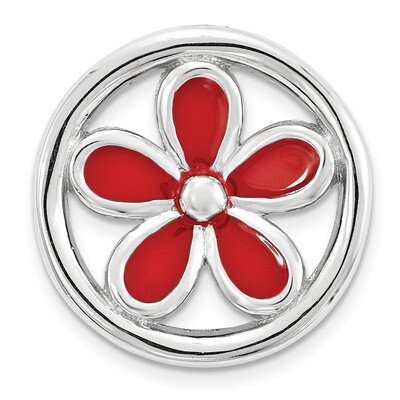 Red Enameled Flower Chain Slide Sterling Silver Small QSK1690, MPN: QSK1690, 886774640075