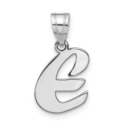 Script Letter E Initial Pendant 14k White Gold Polished YC1438WE, MPN: YC1438WE, 196904084632