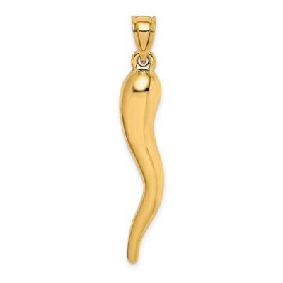Italian Horn Pendant 14k Gold Hollow K6388, MPN: K6388, 886774081137