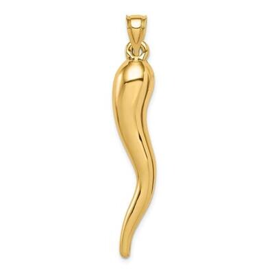 Italian Horn Pendant 14k Gold Hollow K6389, MPN: K6389, 886774115900