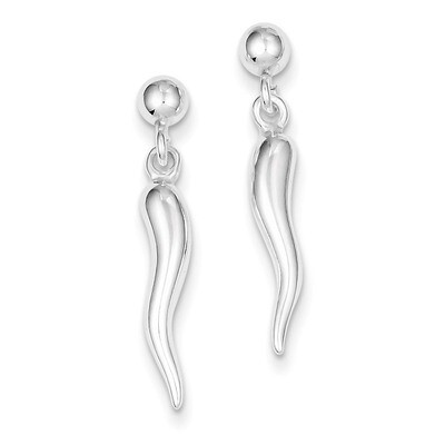 Italian Horn Earrings Sterling Silver QE4759, MPN: QE4759, 886774113302