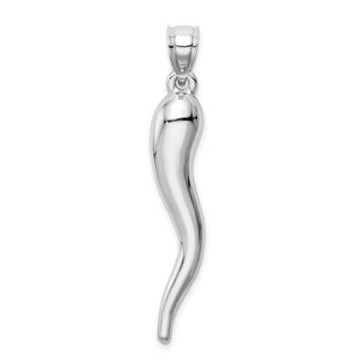 Hollow Italian Horn Pendant 10k White Gold 10K6385, MPN: 10K6385, 196904094761