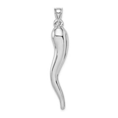 Hollow Italian Horn Pendant 14k White Gold K6386, MPN: K6386, 886774011943