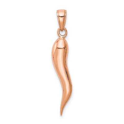 Large Italian Horn Pendant 14k Rose Gold K2737R, MPN: K2737R, 196904089132