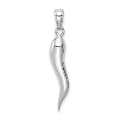 Large 3D Italian Horn Pendant 10k White Gold 10K2737W, MPN: 10K2737W, 883957506333
