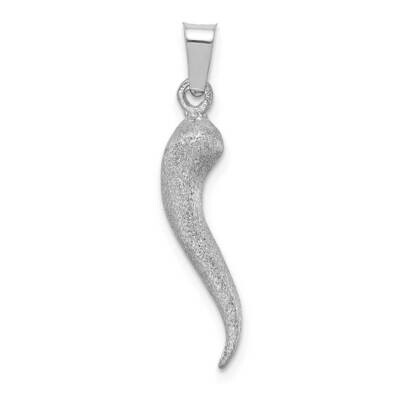 3D Italian Horn Pendant 14k White Gold Brushed D4571, MPN: D4571, 883957219875
