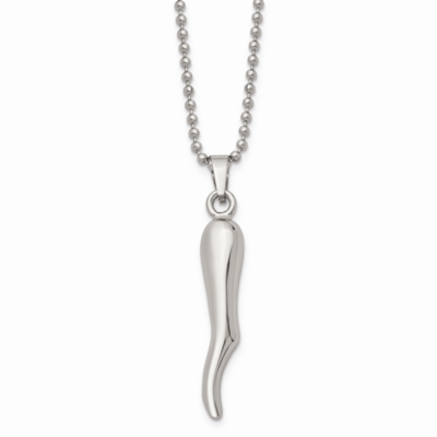 Italian Horn Necklace Stainless Steel SRN129-22 by Chisel, MPN: SRN129-22, 883957734705