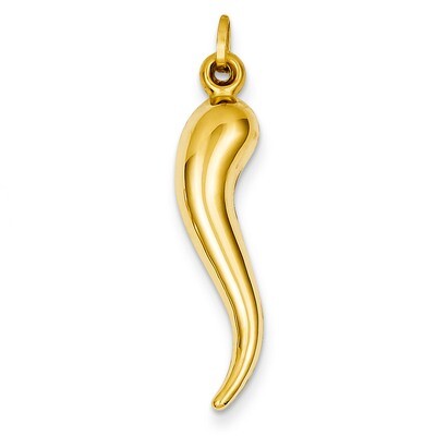 Hollow Italian Horn Charm 14k Gold YC1096, MPN: YC1096, 886774618333