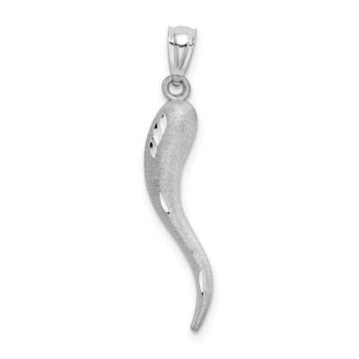Solid Diamond-Cut Italian Horn Charm 10k White Gold 10M2710, MPN: 10M2710, 196904094389