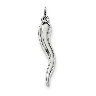 Italian Horn Pendant Sterling Silver Rhodium-plated Polished QC8658, MPN: QC8658, 886774760704