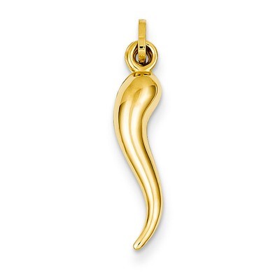 Hollow 3D Italian Horn Charm 14k Gold YC1095, MPN: YC1095, 886774618326