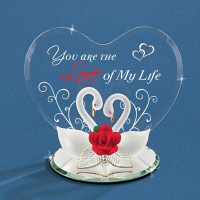 Swans with Red Rose Love Of My Life Figurine Glass Baron GM15127, MPN: GM15127, 708873023354