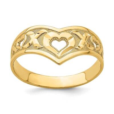 Xo V Shaped Ring with Cut-Out Heart Ring 14k Gold K4649, MPN: K4649, 637218085699