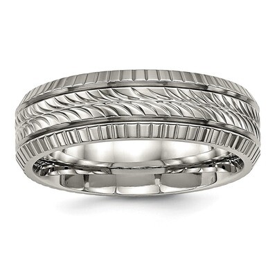 Textured Ring Titanium Polished Grooved TB461, MPN: TB461, 886774534442