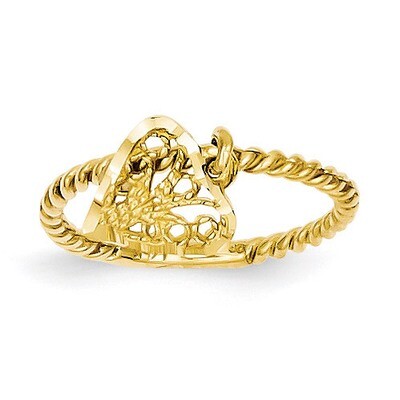 Dangle Heart Ring 14k Gold R91, MPN: R91, 191101370342