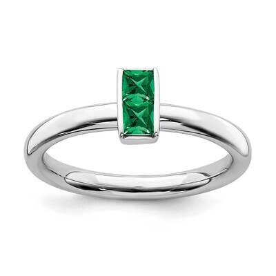 Created Emerald Ring Sterling Silver QSK2116, MPN: QSK2116, 191101210372
