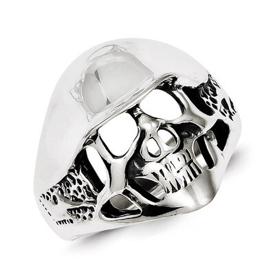 Skull Ring Antiqued Sterling Silver QR1249, MPN: QR1249, 883957179414