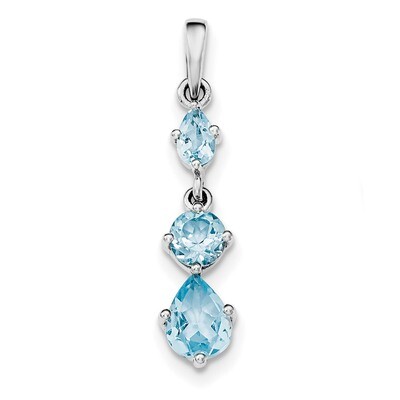 Blue Topaz Pendant Sterling Silver Rhodium-plated QP4542BT, MPN: QP4542BT,