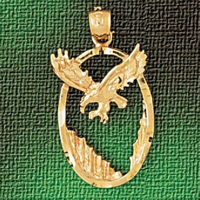 Dazzlers Jewelry Flying Eagle Pendant Necklace Charm Bracelet in Yellow, White or Rose Gold 2836, M…