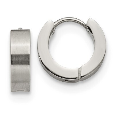 4.0mm Hinged Hoop Earrings Stainless Steel Brushed and Polished SRE1224 by Chisel, MPN: SRE1224, 19…