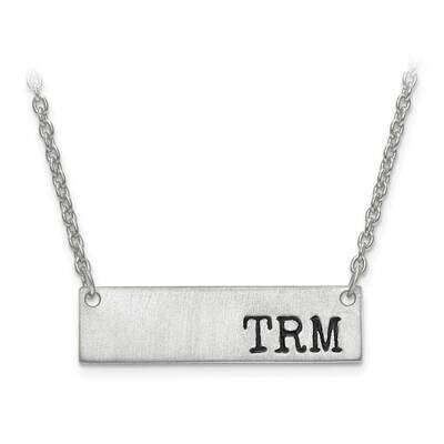 Brushed Antiqued Initial Monogram Bar with Chain Sterling Silver Rhodium-plated XNA646SS, MPN: XNA6…