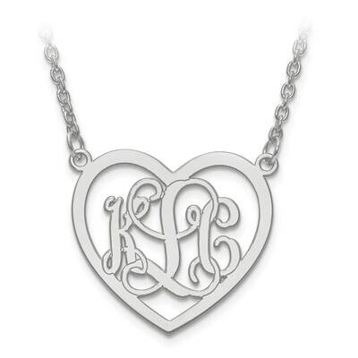 Small Polished Etched Outline Heart Monogram Plate with Chain 10k White Gold 10XNA597W, MPN: 10XNA5…
