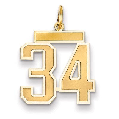 Medium Satin Number 34 Charm 14k Gold LSM34, MPN: LSM34, 883957074054