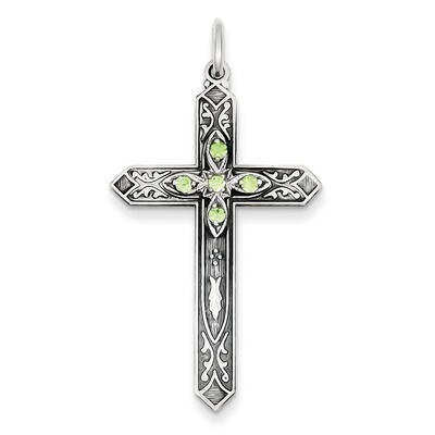 August Birthstone Cross Pendant Sterling Silver QC4335, MPN: QC4335, 883957524856